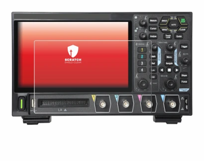Image of the device Rigol DHO914 with a wide variety of screen protectors.