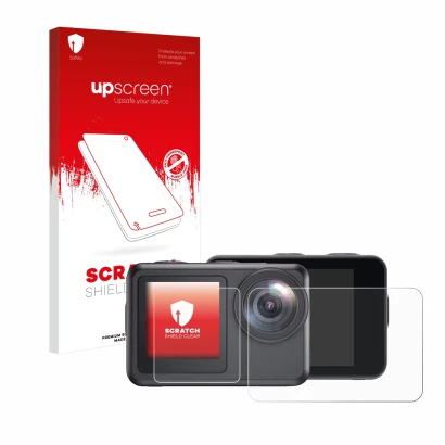 Front side of a product packaging with the brand logo upscreen. Next to it is the device Akaso Brave 7 LE shown with the corre