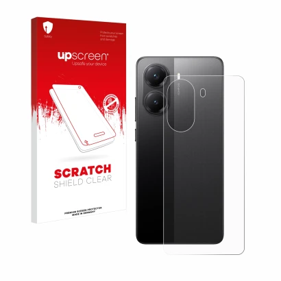Front side of a product packaging with the brand logo upscreen. Next to it is the device Xiaomi Poco X7 Pro (Back) shown with