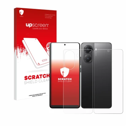 Front side of a product packaging with the brand logo upscreen. Next to it is the device Xiaomi Poco X7 Pro (Front+Back) shown