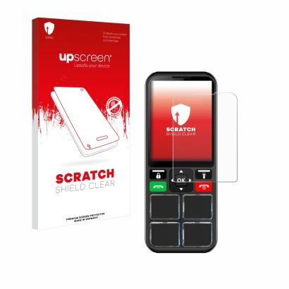 Front side of a product packaging with the brand logo upscreen. Next to it is the device Geemarc CL8000 shown with the corresp