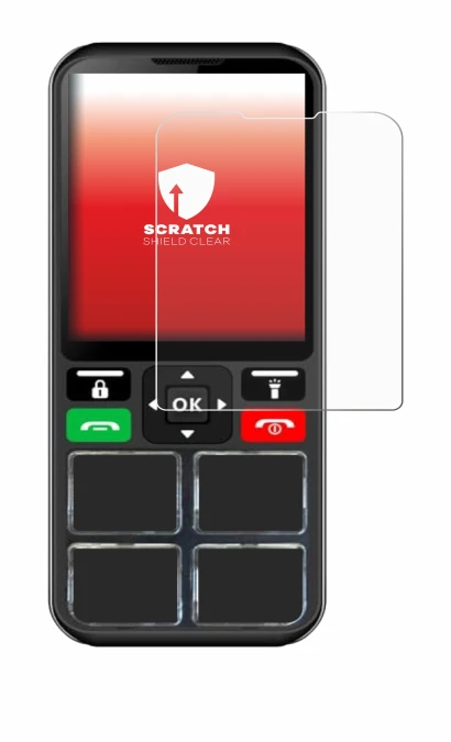 Image of the device Geemarc CL8000 with a wide variety of screen protectors.