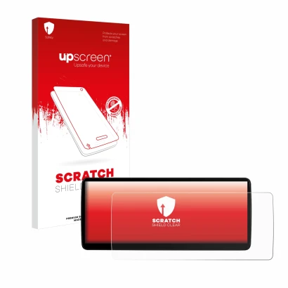 Front side of a product packaging with the brand logo upscreen. Next to it is the device Xtrons QLB22X3UNL 12,3" shown with th