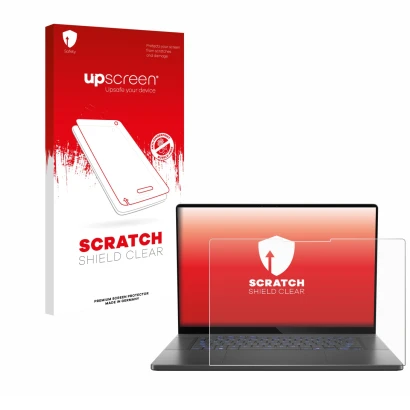 Front side of a product packaging with the brand logo upscreen. Next to it is the device ASUS ROG Zephyrus G16 2025 shown with