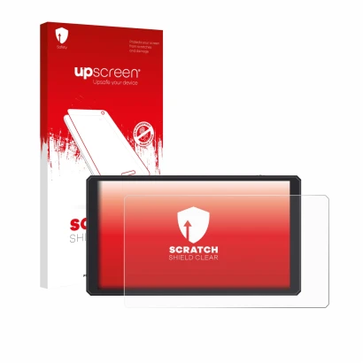 Front side of a product packaging with the brand logo upscreen. Next to it is the device Feelworld CUT6 6" shown with the corr