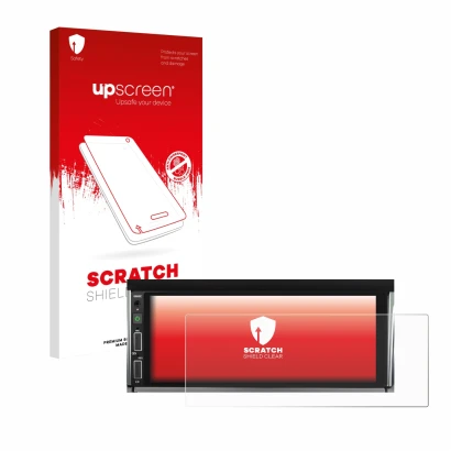 Front side of a product packaging with the brand logo upscreen. Next to it is the device Hikity Carplay 6.86" shown with the c