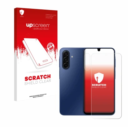 Front side of a product packaging with the brand logo upscreen. Next to it is the device Samsung Galaxy A17 5G (Front+Camera)