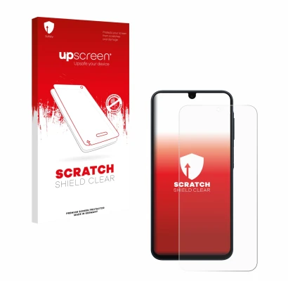 Front side of a product packaging with the brand logo upscreen. Next to it is the device Samsung Galaxy A17 4G shown with the