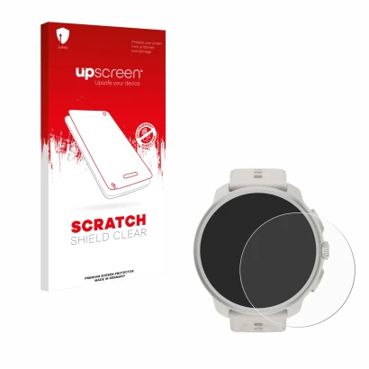 Front side of a product packaging with the brand logo upscreen. Next to it is the device Suunto Race 2 shown with the correspo