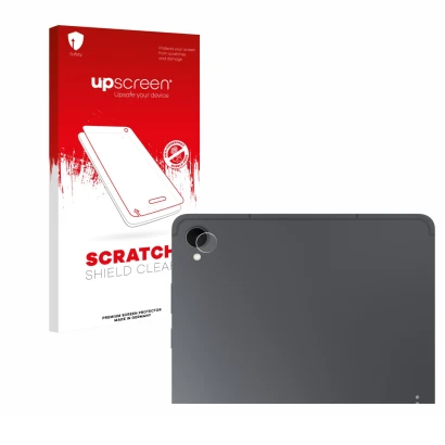 Front side of a product packaging with the brand logo upscreen. Next to it is the device Samsung Galaxy Tab S11 (ONLY Camera L