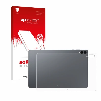 Front side of a product packaging with the brand logo upscreen. Next to it is the device Samsung Galaxy Tab S11 Ultra (Back) s