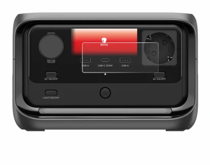Image of the device EcoFlow River 3 Plus with a wide variety of screen protectors.