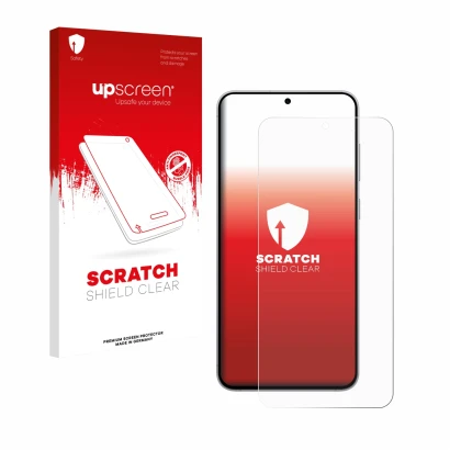Front side of a product packaging with the brand logo upscreen. Next to it is the device Samsung Galaxy S25 FE shown with the 