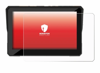 Image of the device Carpuride W502 Pro 5" with a wide variety of screen protectors.
