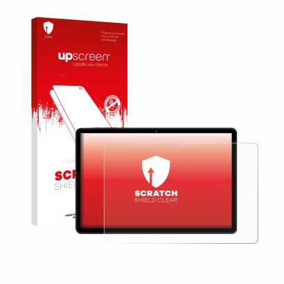 Front side of a product packaging with the brand logo upscreen. Next to it is the device RUSHAR M90 11" shown with the corresp