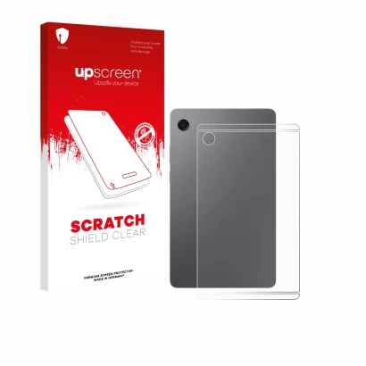 Front side of a product packaging with the brand logo upscreen. Next to it is the device Samsung Galaxy Tab A11 8.7" (Back) sh