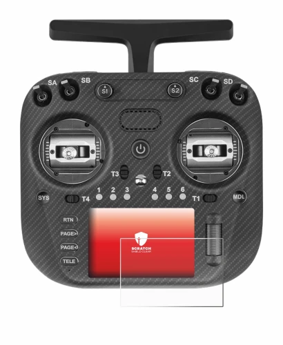 Image of the device Radiomaster TX15 Max with a wide variety of screen protectors.
