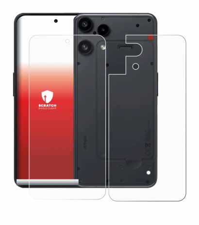 Image of the device Nothing Phone (3a) Lite (Front+Back) with a wide variety of screen protectors.
