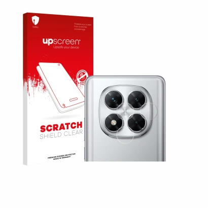 Front side of a product packaging with the brand logo upscreen. Next to it is the device Xiaomi Poco X7 (ONLY Camera Lens) sho