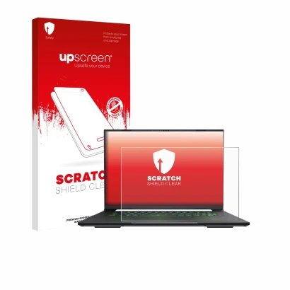 Front side of a product packaging with the brand logo upscreen. Next to it is the device Gigabyte AERO X16 2025 shown with the