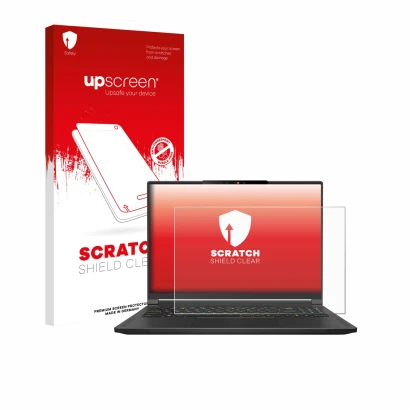 Front side of a product packaging with the brand logo upscreen. Next to it is the device MSI Stealth A16 AI+ shown with the co
