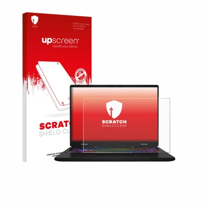 Front side of a product packaging with the brand logo upscreen. Next to it is the device MSI Vector 16 HX AI shown with the co