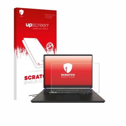 Front side of a product packaging with the brand logo upscreen. Next to it is the device MSI Vector 17 HX shown with the corre