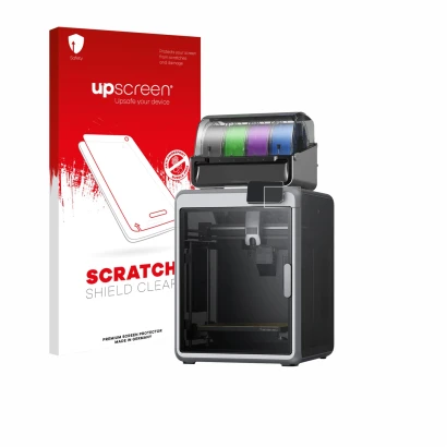 Front side of a product packaging with the brand logo upscreen. Next to it is the device Creality K2 shown with the correspond