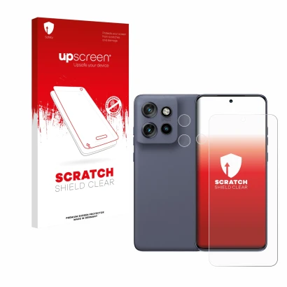 Front side of a product packaging with the brand logo upscreen. Next to it is the device Motorola Edge 60 Neo (Front+Camera) s