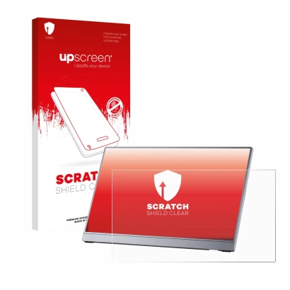Front side of a product packaging with the brand logo upscreen. Next to it is the device Arzopa Z3FC 16.1" shown with the corr