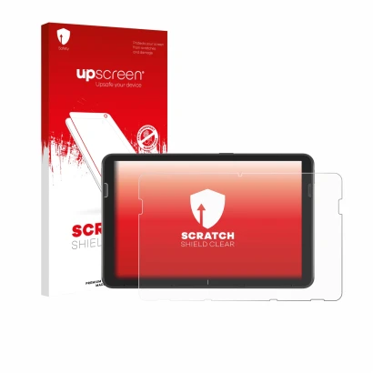 Front side of a product packaging with the brand logo upscreen. Next to it is the device Zebra ET401 10.1" shown with the corr
