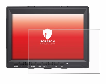 Image of the device Feelworld FW759 7" with a wide variety of screen protectors.