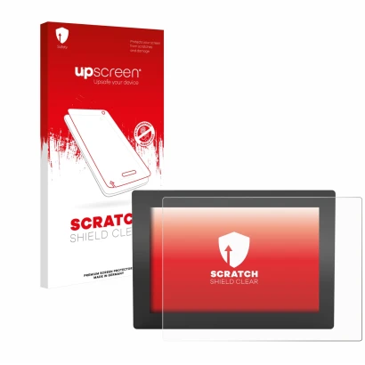 Front side of a product packaging with the brand logo upscreen. Next to it is the device WAGO Web Panel 400 shown with the cor
