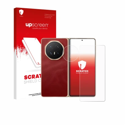 Front side of a product packaging with the brand logo upscreen. Next to it is the device Honor Magic V6 (Front+Camera) shown w