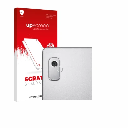 Front side of a product packaging with the brand logo upscreen. Next to it is the device Lenovo Tab M9 (ONLY Camera Lens) show