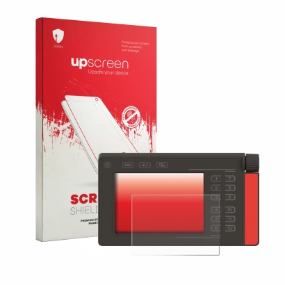 Front side of a product packaging with the brand logo upscreen. Next to it is the device Müller Elektronik SMART570 shown with