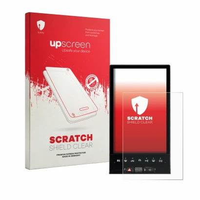Front side of a product packaging with the brand logo upscreen. Next to it is the device Citroen C5 Aircross Waterfall-Display
