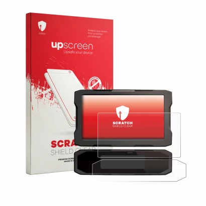 Front side of a product packaging with the brand logo upscreen. Next to it is the device Honda NT 1100 2025 shown with the cor