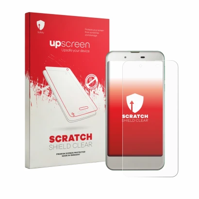 Front side of a product packaging with the brand logo upscreen. Next to it is the device Sharp Aquos SHV37 shown with the corr