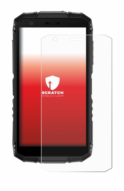 Image of the device Doogee Fire 3 with a wide variety of screen protectors.