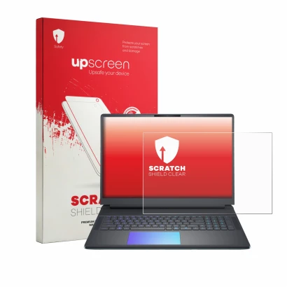 Front side of a product packaging with the brand logo upscreen. Next to it is the device Dell Alienware 18 Area-51 shown with 