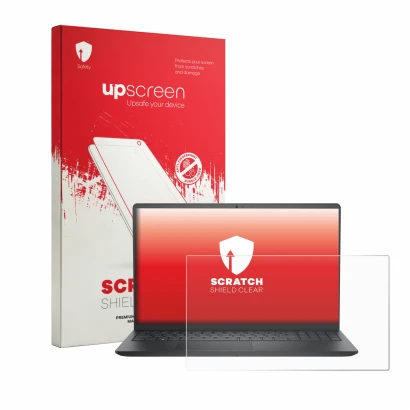 Front side of a product packaging with the brand logo upscreen. Next to it is the device Dell Pro 15 Essential PV15250 shown w