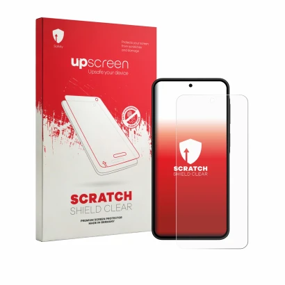 Front side of a product packaging with the brand logo upscreen. Next to it is the device Samsung Galaxy A27 5G shown with the