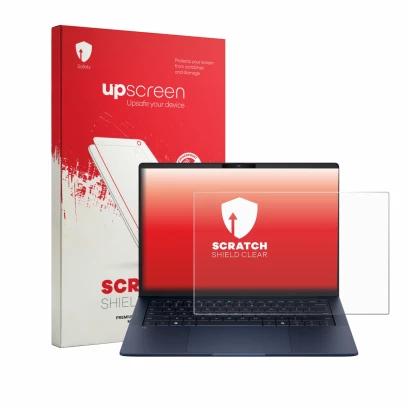 Front side of a product packaging with the brand logo upscreen. Next to it is the device HP EliteBook X G2a 14 shown with the