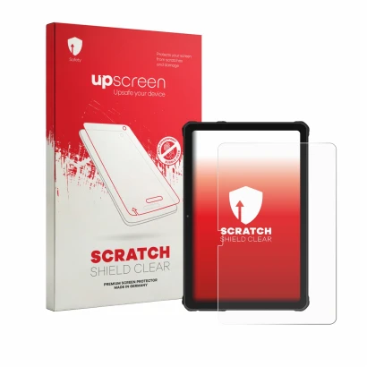 Front side of a product packaging with the brand logo upscreen. Next to it is the device Oukitel RT10 shown with the correspon