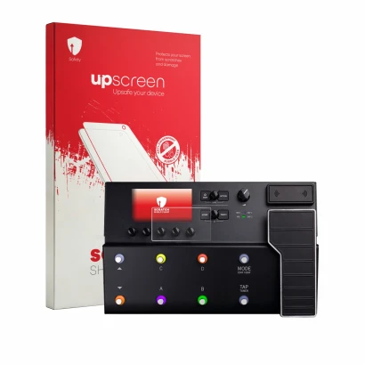 Front side of a product packaging with the brand logo upscreen. Next to it is the device Line 6 POD Go Wireless shown with the