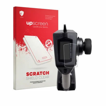 Front side of a product packaging with the brand logo upscreen. Next to it is the device Spektrum DXC Plus shown with the corr