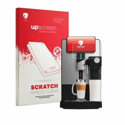 Front side of a product packaging with the brand logo upscreen. Next to it is the device Cecotec Cremmaet Latte Art A90_EU01 s