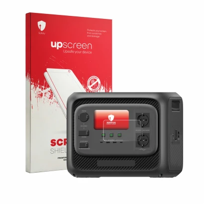Front side of a product packaging with the brand logo upscreen. Next to it is the device Bluetti Elite 300 shown with the corr