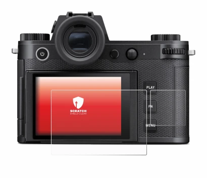 Image of the device Leica SL3-P (Display + top plate display) with a wide variety of screen protectors.